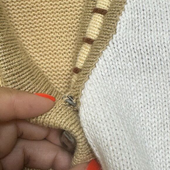 Storybook Knits Sweater Large Brown Giraffe Safari Cardigan Grannycore Statement - Picture 6 of 11